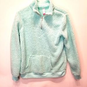 No Boundaries Warm Cozy Teal Green Pullover L